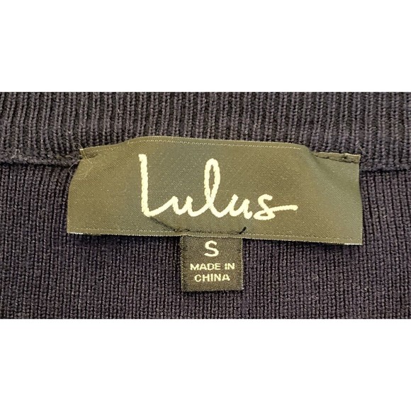 Lulus Everyday Extravagance Navy Blue Flounce‎ Sleeve Sweater Dress Size Small - Picture 6 of 9
